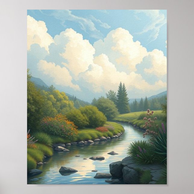 Serene River Valley Landscape poster (Front)