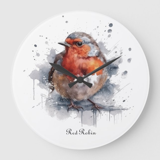 Serene Robin, custom Large Clock (Front)