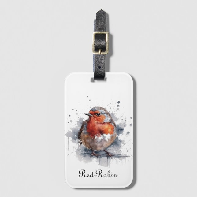 Serene Robin, custom Luggage Tag (Front Vertical)
