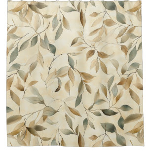 Serene Rustic Leaves and Twigs in Natural Tones Shower Curtain