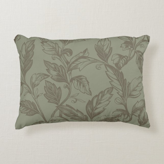 Serene Sage Green | Bold Botanical Statement Leafy Decorative Cushion (Front)