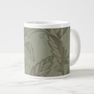 Serene Sage Green Bold Botanical Statement Leafy Large Coffee Mug