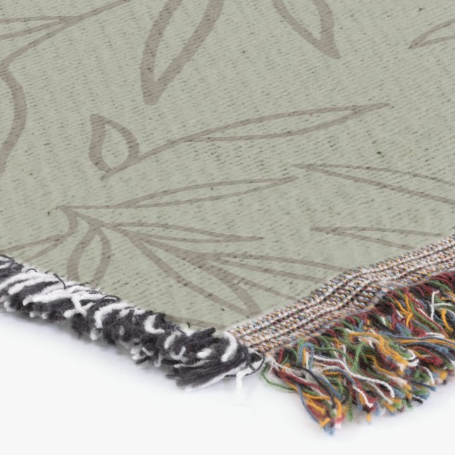 Serene Sage Green | Deep Forest Calm Tone-on-Tone  Throw Blanket (Corner)