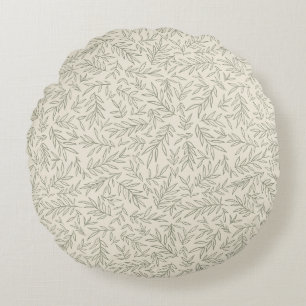 Serene Sage Green Gentle Leaf Whisper Minimalist Round Cushion