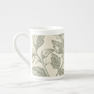 Serene Sage Green   Rustic Vine Charm Cottagecore  Bone China Mug