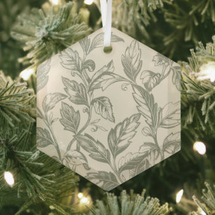 Serene Sage Green Rustic Vine Charm Cottagecore Glass Tree Decoration