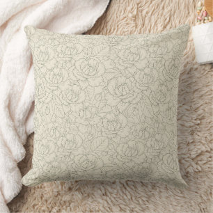 Serene Sage Green   Vintage Blossom Roses Cushion