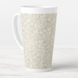 Serene Sage Green Vintage Blossom Roses Latte Mug