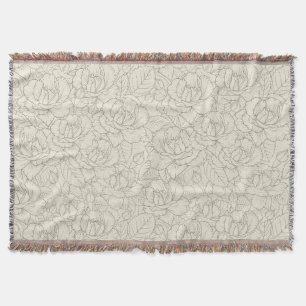 Serene Sage Green   Vintage Blossom Roses Throw Blanket