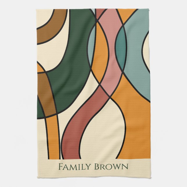 Serene Savanna Gentle Abstract Earthy Family Name  Tea Towel (Vertical)