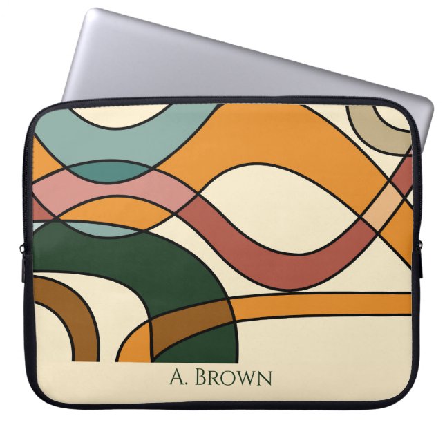 Serene Savanna Gentle Abstract Earthy Monogram Laptop Sleeve (Front)