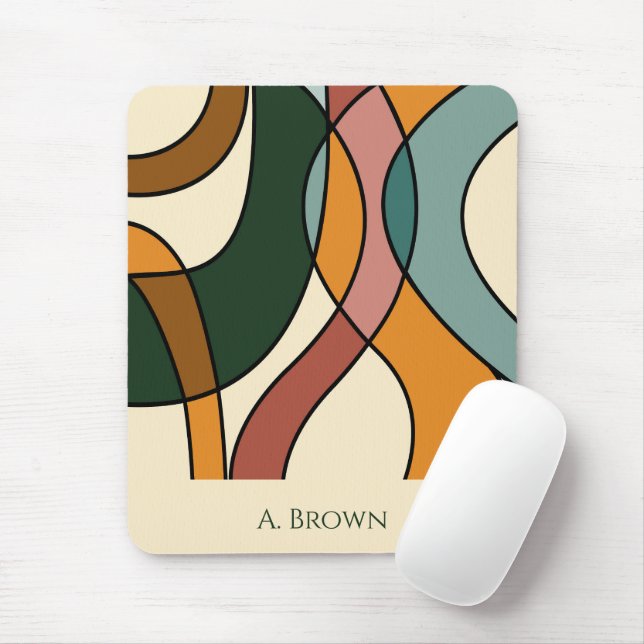 Serene Savanna Gentle Abstract Earthy Monogram  Mouse Mat (With Mouse)