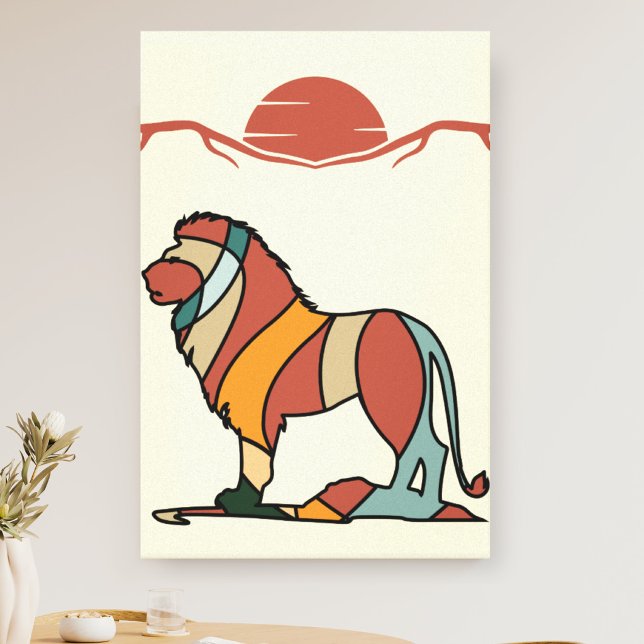 Serene Savanna Kind Lion Abstract Modern Earthy Ar Canvas Print (Serene Savanna Kind Lion Abstract Modern Earthy Ar Canvas Print)