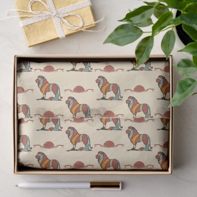 Serene Savanna Kind Lion Abstract Pattern Tissue Paper (Gift)