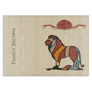 Serene Savanna Kind Lion Custom Family Name Cutting Board