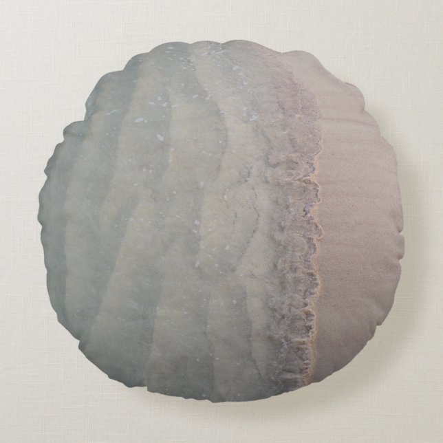 Serene Sea Meets Sandy Beach 2 Round Cushion (Front)