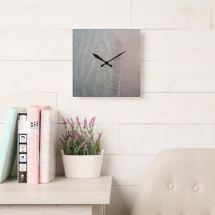 Serene Sea Meets Sandy Beach 2 Square Wall Clock