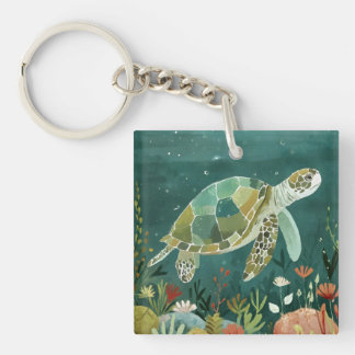 Serene Sea Turtle: Underwater Oasis Key Ring