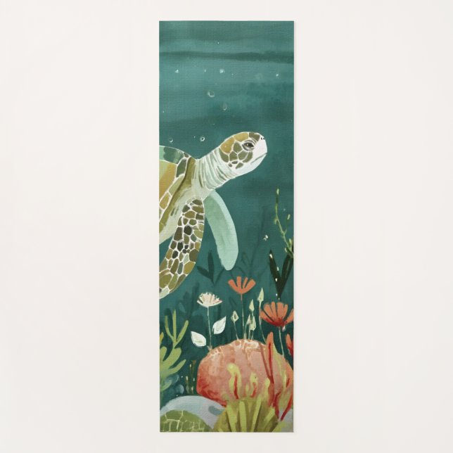 Serene Sea Turtle: Underwater Oasis Yoga Mat (Front)