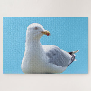 Serene Seagull Beach Scene Coastal Bird Photo Jigsaw Puzzle