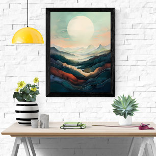 Serene Serenity: A Tranquil Mountain Landscape Poster
