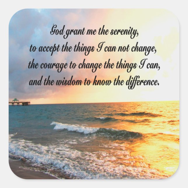 SERENE SERENITY PRAYER SUNRISE PHOTO DESIGN SQUARE STICKER (Front)