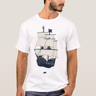 "Serene Ship on the Sea - Nautical T-Shirt Design"