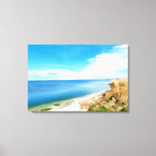 Serene Shoreline and Ocean View Nature Photography Canvas Print