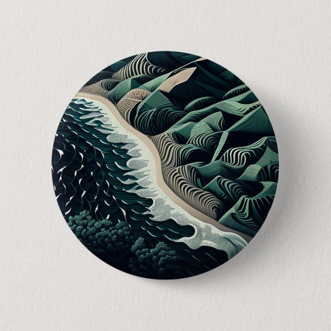 Serene Shores 6 Cm Round Badge (Front)