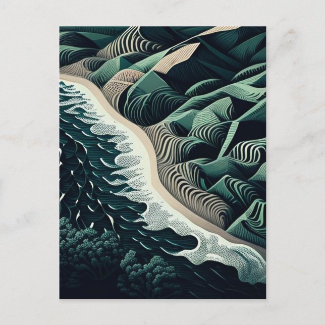 Serene Shores Holiday Postcard (Front)