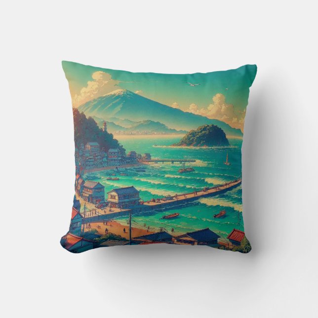 Serene Shores of Fuji Cushion (Front)