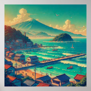 Serene Shores of Fuji Poster