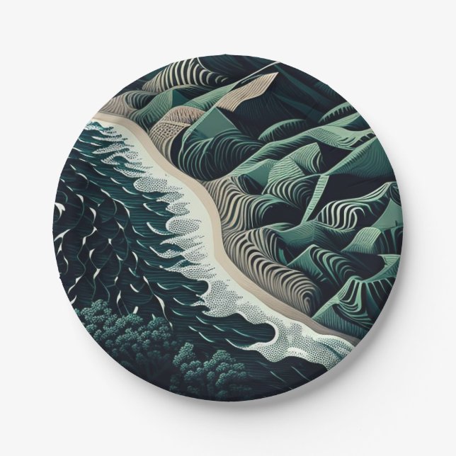 Serene Shores Paper Plate (Front)