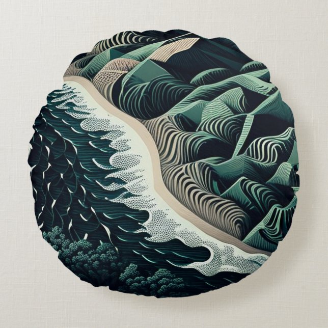 Serene Shores Round Cushion (Front)