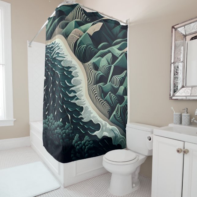 Serene Shores Shower Curtain (In Situ)