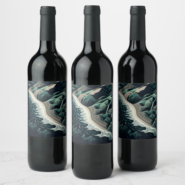 Serene Shores Wine Label (Bottles)