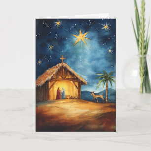 Serene Silent Night Watercolor Card