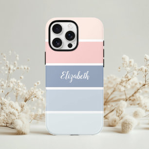 Serene Skies Dusty Blue Blush Stripes Personalised iPhone XS Max Case