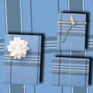 Serene Sky Blue and Slate Winter Tartan Plaid Wrapping Paper Sheet