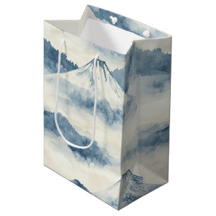 Serene Snow-Capped Mountains - Blue & White Medium Gift Bag