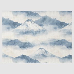 Serene Snow-Capped Mountains - Blue & White Tissue Paper