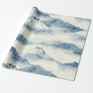 Serene Snow-Capped Mountains - Blue & White Wrapping Paper