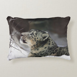 Serene Snow Leopard Decorative Cushion