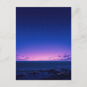 Serene Starry Night Sea Horizon Postcard