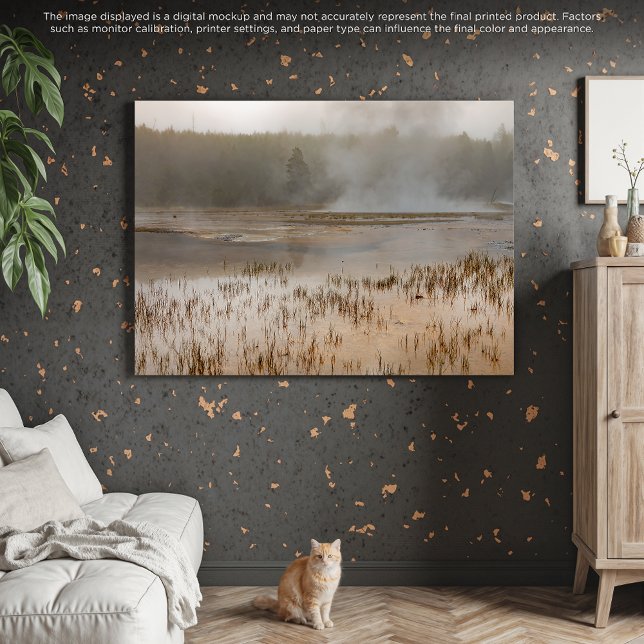 Serene Steam: A Peaceful Yellowstone Scene Canvas Print (Creator Uploaded)