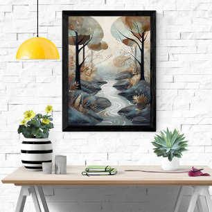 Serene Stream: A Tranquil Woodland Scene Poster