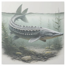 Serene Sturgeon Swimming AREF552 - Watercolor