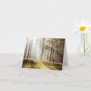 Serene Sunlit Forest Cross Memorial Sympathy Card