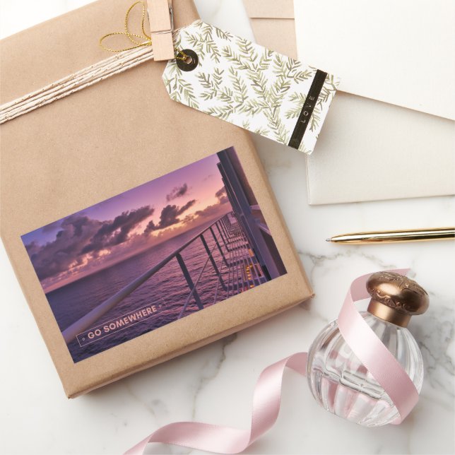 Serene Sunrise Cruise Ship Rectangular Sticker (Gifting)