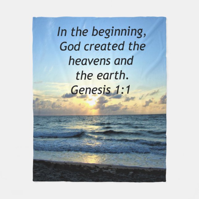 SERENE SUNRISE GENESIS 1:1 PHOTO SCRIPTURE FLEECE BLANKET (Front)